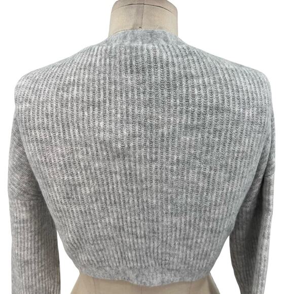 For Love & Lemons Emery Knit Crop‎ Top Cardigan Sweater Gray Size XXS - Picture 8 of 12